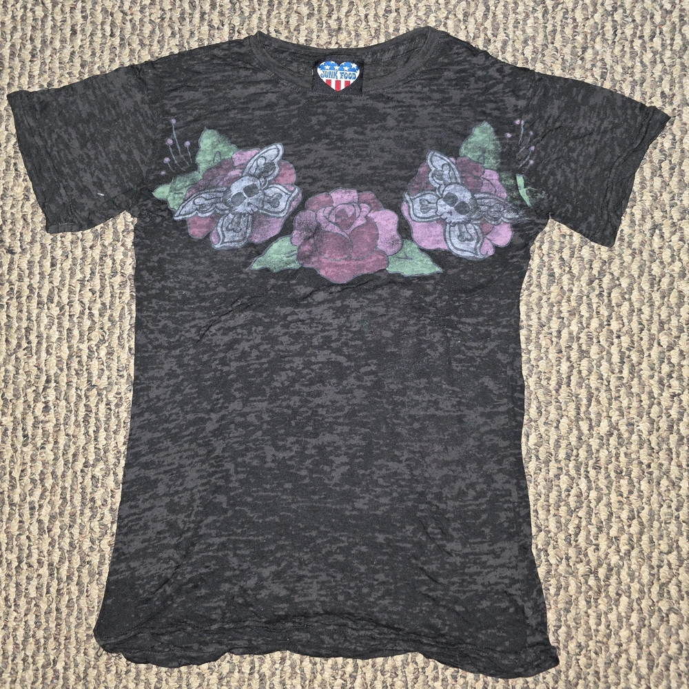 Junk Food Clothing Black Floral Short Sleeve Tee